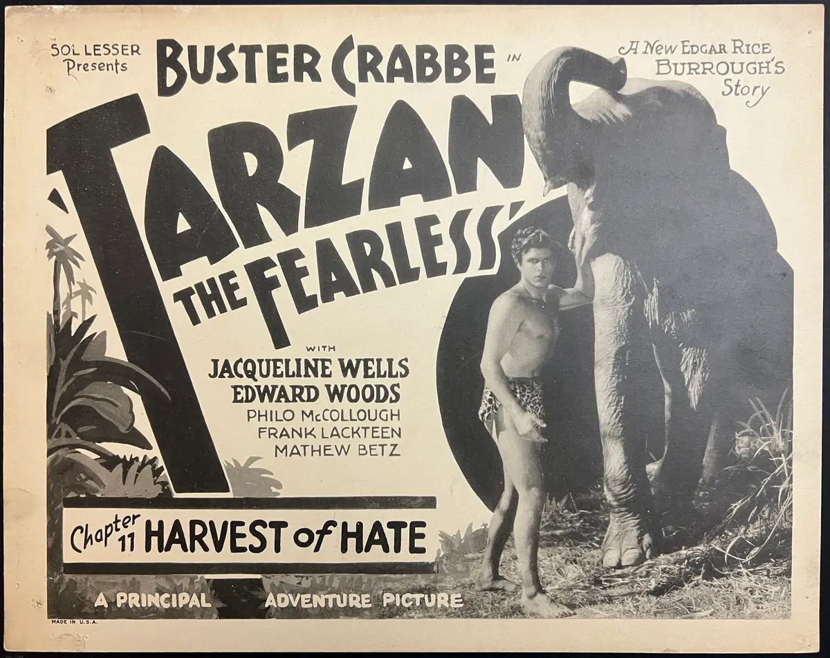 Tarzan the Fearless Title Lobby Card Chapter 11 Harvest of Hate