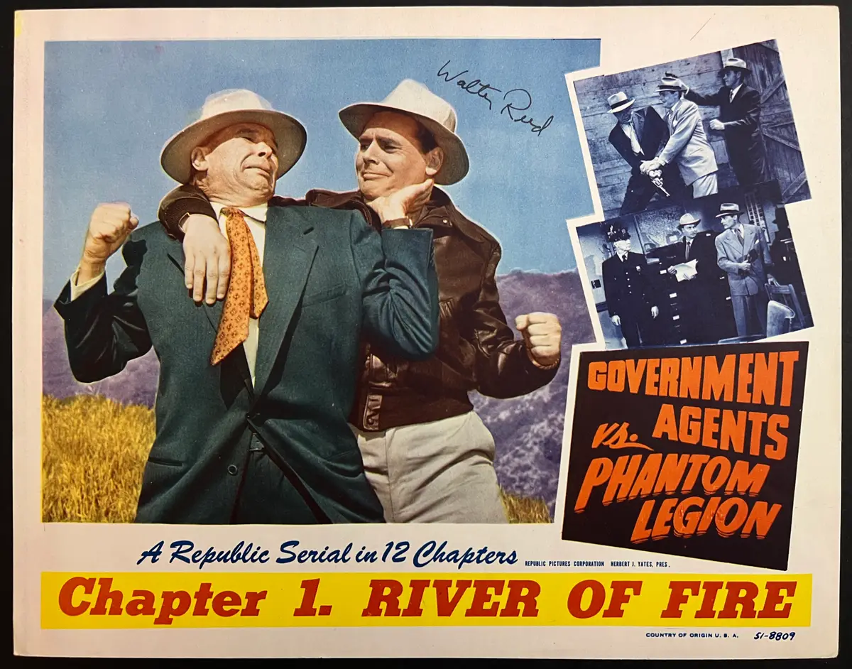 Government Agents vs Phantom Legion Lobby Card AUTOGRAPHED by Walter Reed