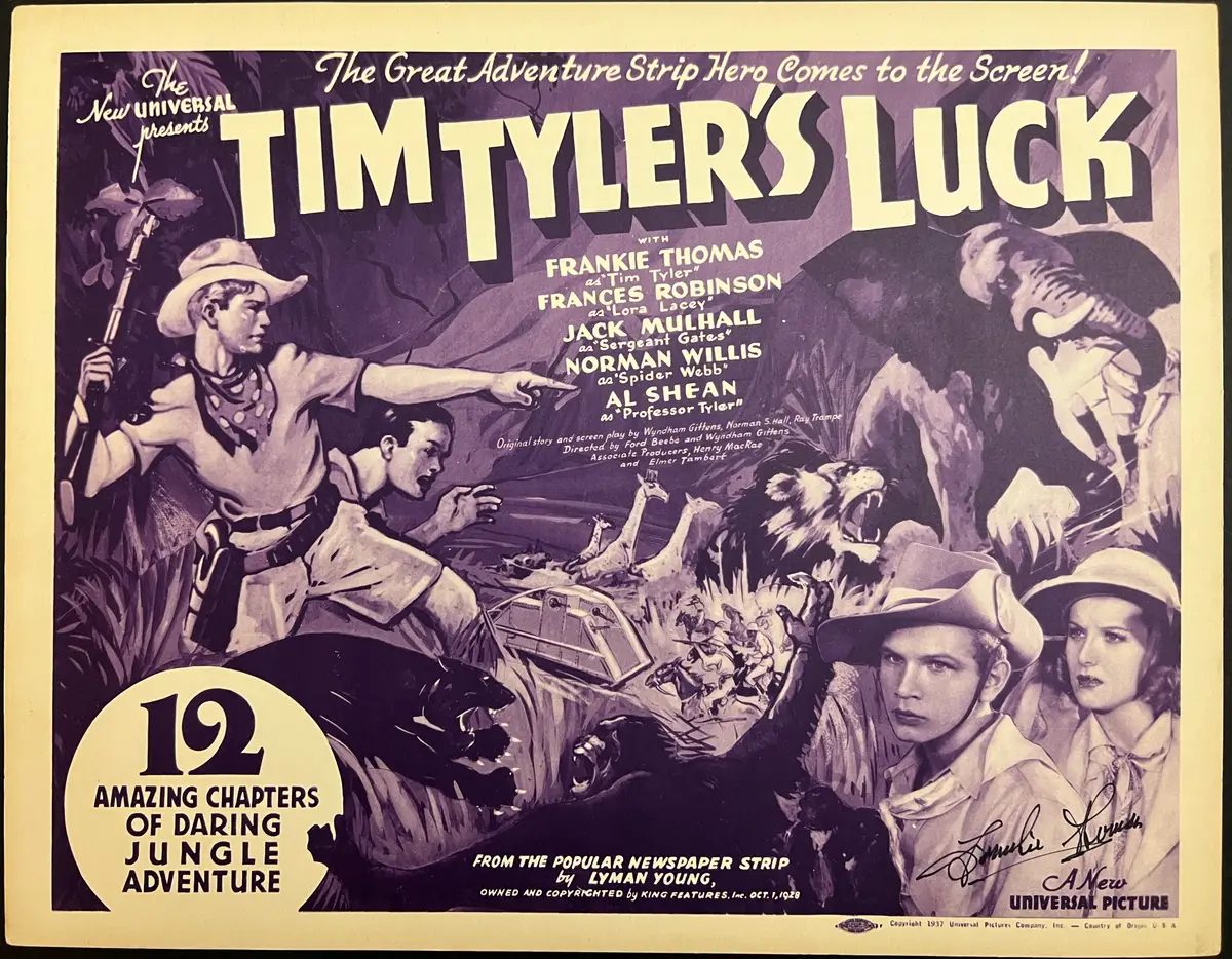 Tim Tyler's Luck Title Lobby Card AUTOGRAPHED by Frankie Thomas