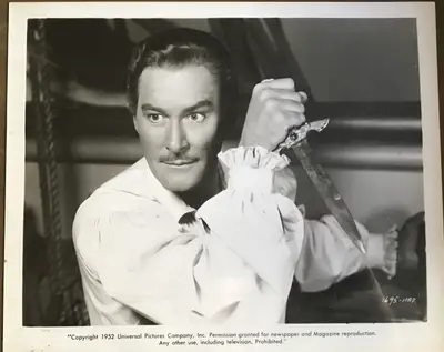 Against All Flags Errol Flynn Lot of 2 Portrait Stills image 2
