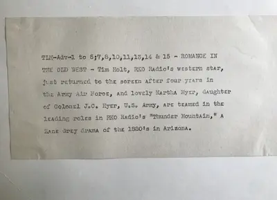 Thunder Mountain Double Weight Key Book Still With tim Holt and Martha Hyer image 2