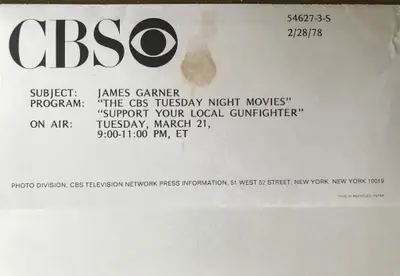 Support Your Local Gunfighter James Garner Close-Up from the CBS T.V. Presentation from 1978 image 3