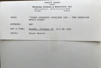 Wayne Newton From Timex Presents Opryland USA The American Music Scene 1973 image 3