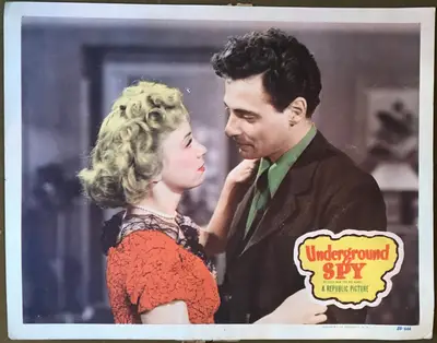 Underground Spy Lobby Cards (2) 1950 Re-Release of the 1948 film Red Menace image 1