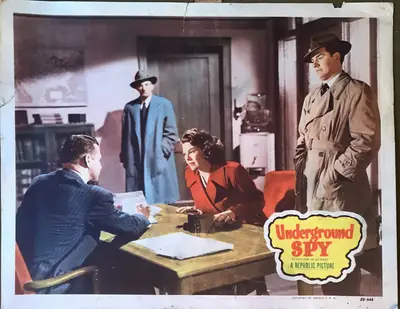 Underground Spy Lobby Cards (2) 1950 Re-Release of the 1948 film Red Menace image 2
