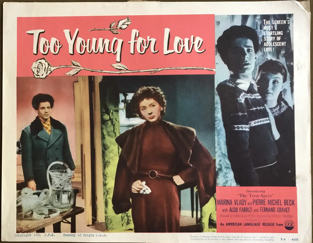 The Age of Indiscretion AKA Too Young To Love Lobby Card Set Of 4