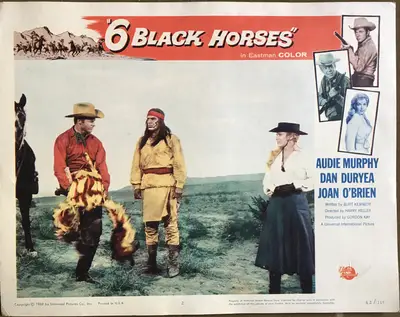 Six Black Horses Lobby Card Set Of 8 image 2