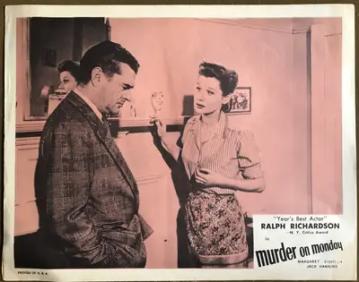 Murder On Monday AKA Home at Seven Lobby Card Set Of 4 image 3