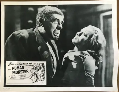 Human Monster AKA Dark Eyes of London 1950's Carroll Pictures Re-Release Lobby Card Set Of 4 image 3