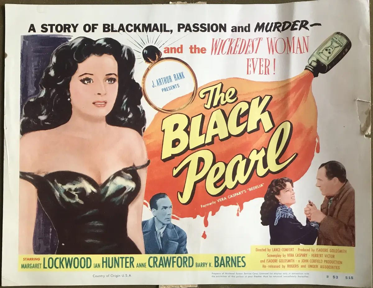 Bedelia 1953 Rank Re-Release Lobby Card Set Of 8 Title Change To The Black Pearl