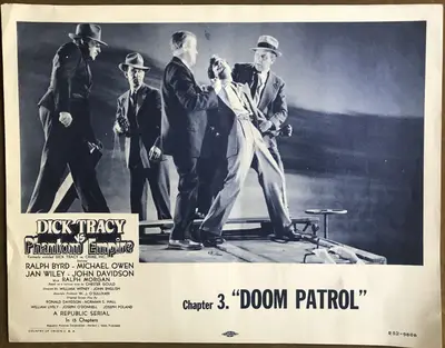 Dick Tracy vs. Crime Inc. AKA Dick Tracy Vs. Phantom Empire !952 Re-Release Lobby Cards (6) image 4