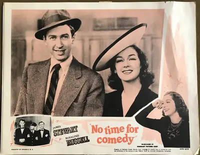 No Time for Comedy 1956 Re-Release Lobby Cards (3) image 1