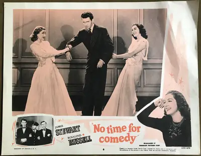 No Time for Comedy 1956 Re-Release Lobby Cards (3) image 2