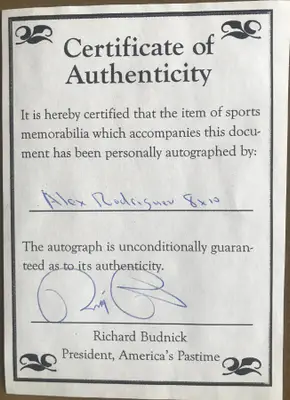 Alex Rodriguez Autographed Photo image 3
