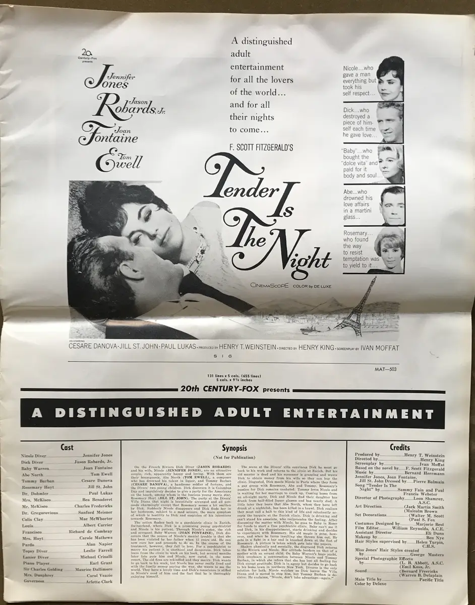 Tender Is the Night Press Book