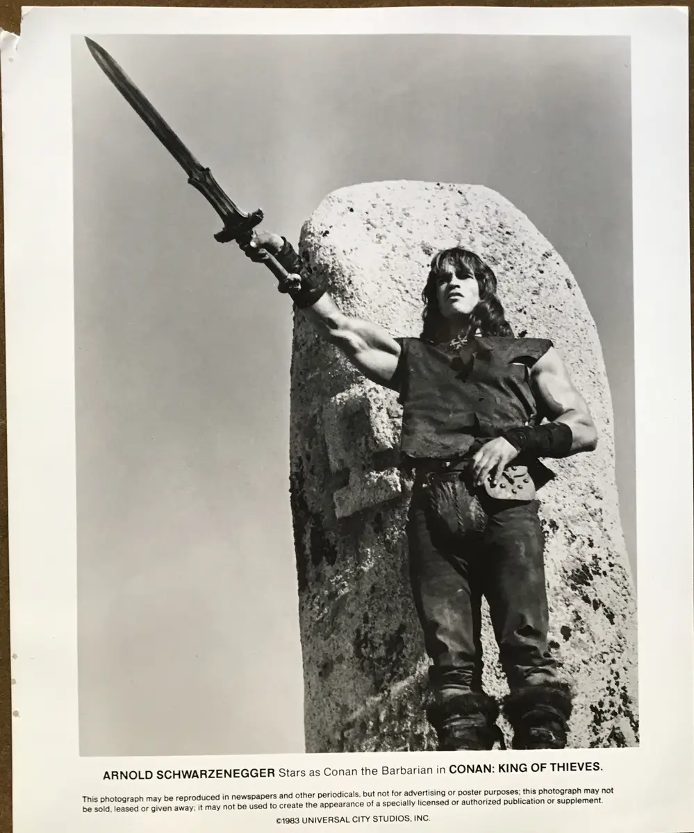 Conan the Destroyer AKA Conan: King Of Thieves (working title) Close Up Of Arnold Schwarzenegger