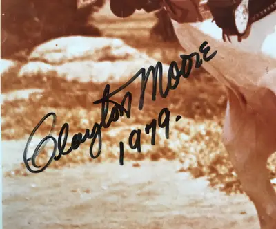 Clayton Moore as The Lone Ranger Autographed Still image 2