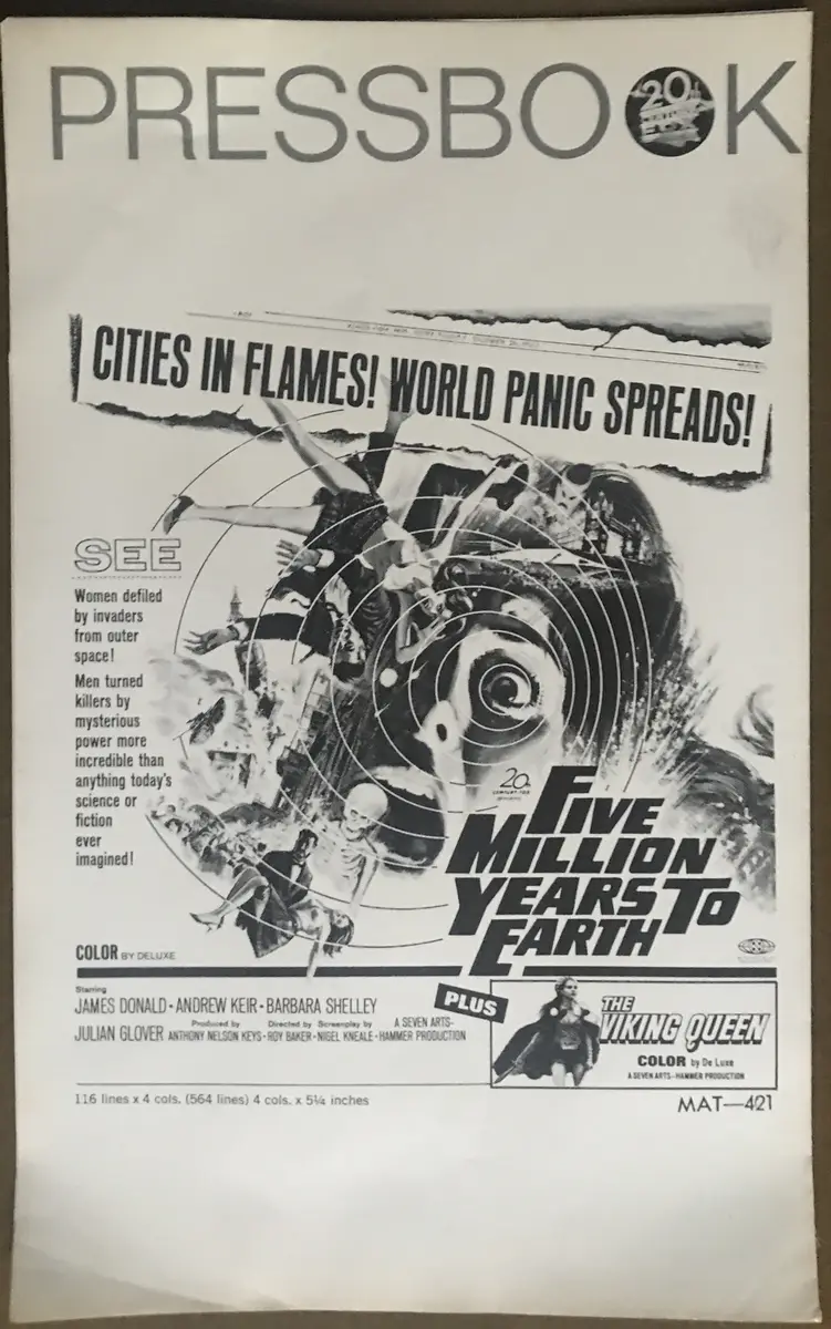 Quatermass and the Pit AKA Five Million Years To Earth Press Book
