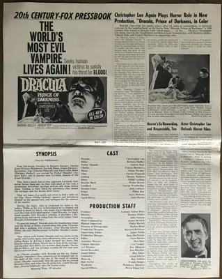 Dracula: Prince of Darkness Press Book and Combo Press Book For Dracula A.D. 1972 and Crescendo image 1